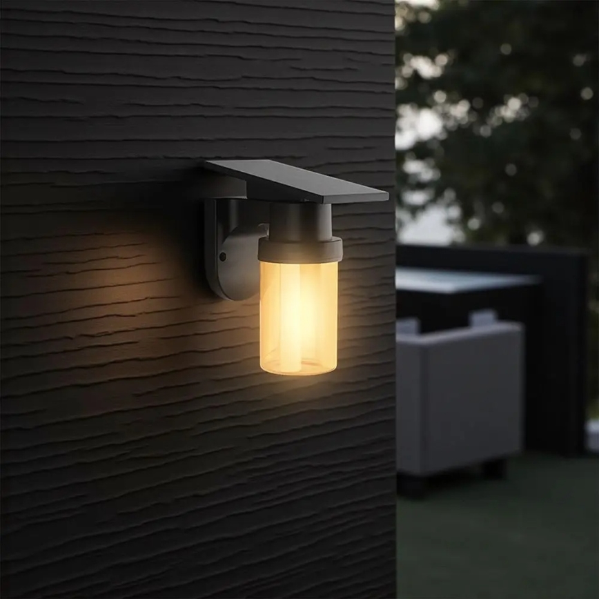 Lampe murale solaire LED/3,7V 2700/3200/5000K IP54 1800 mAh noir/beige fumé + télécommande