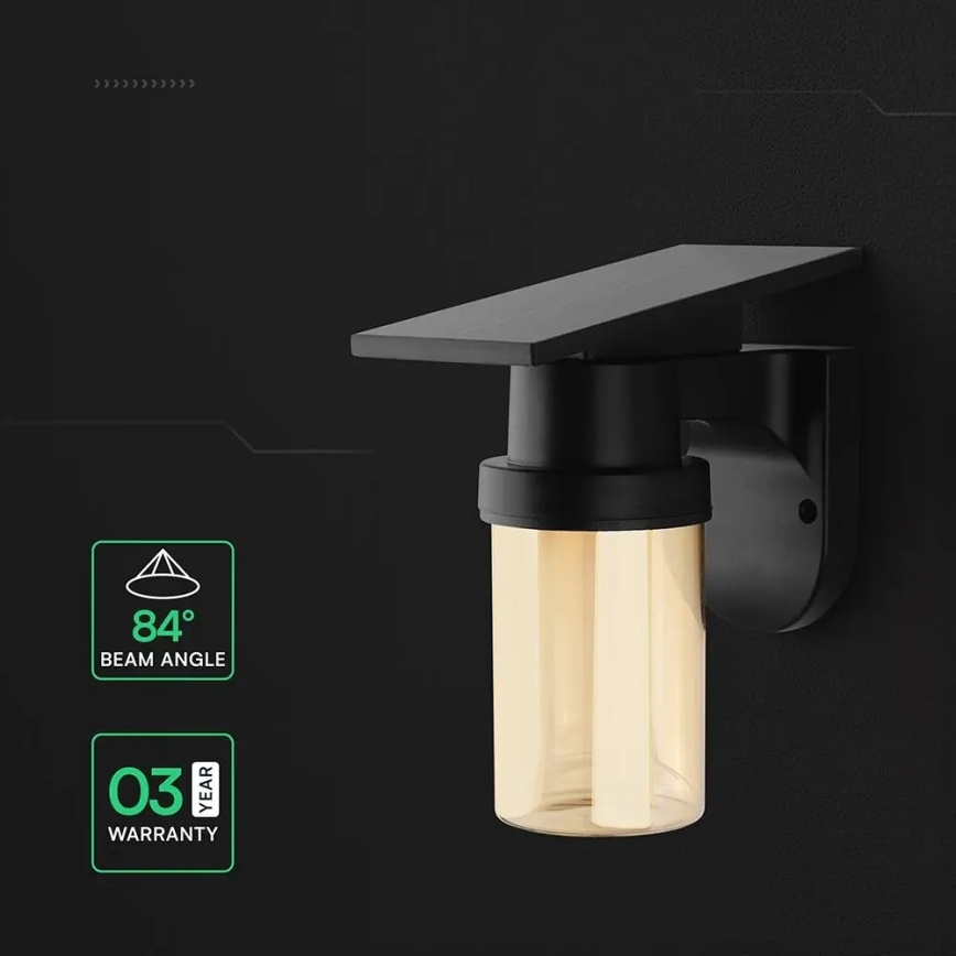 Lampe murale solaire LED/3,7V 2700/3200/5000K IP54 1800 mAh noir/beige fumé + télécommande