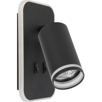 Applique murale LED spot PIPE 1xGU10/10W/230V + LED/6W noire