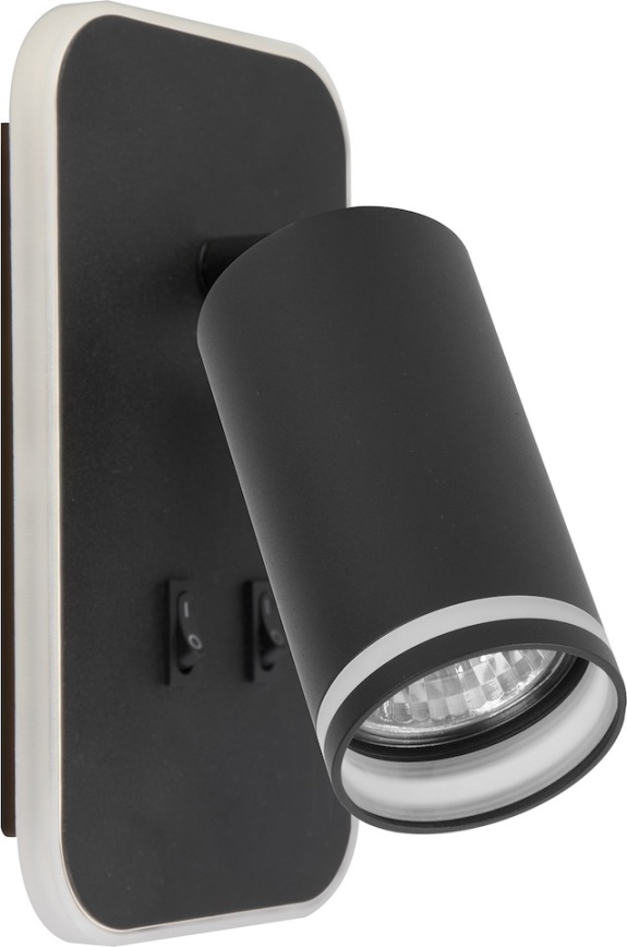 Applique murale LED spot PIPE 1xGU10/10W/230V + LED/6W noire