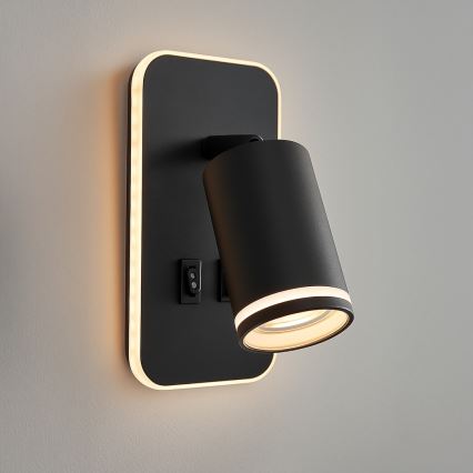 Applique murale LED spot PIPE 1xGU10/10W/230V + LED/6W noire