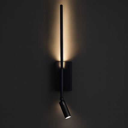 Applique murale LED TORCH LED/6W/230V + LED/3W noire