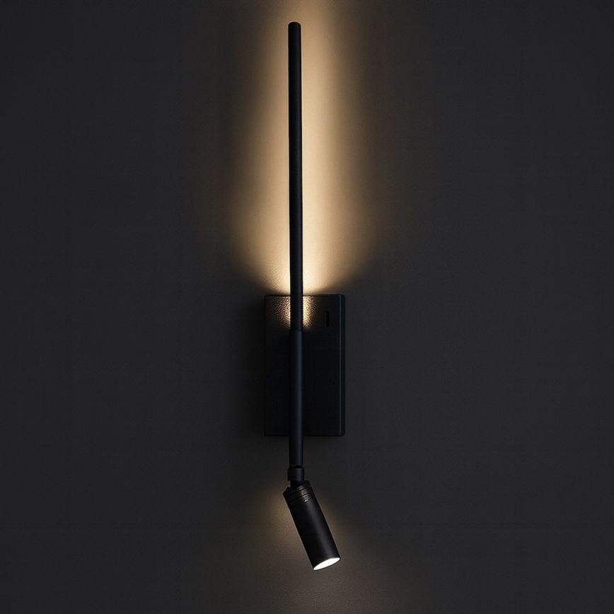 Applique murale LED TORCH LED/6W/230V + LED/3W noire