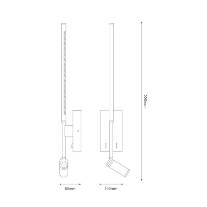 Applique murale LED TORCH — LED 6 W / 230 V + LED 3 W, blanche