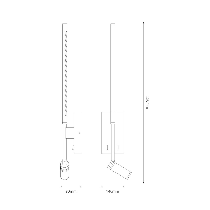 Applique murale LED TORCH — LED 6 W / 230 V + LED 3 W, blanche
