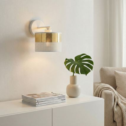 Applique murale LUX 1xE27/15W/230V blanche/dorée