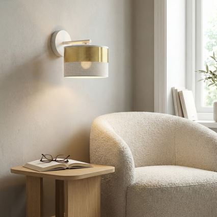 Applique murale LUX 1xE27/15W/230V blanche/dorée