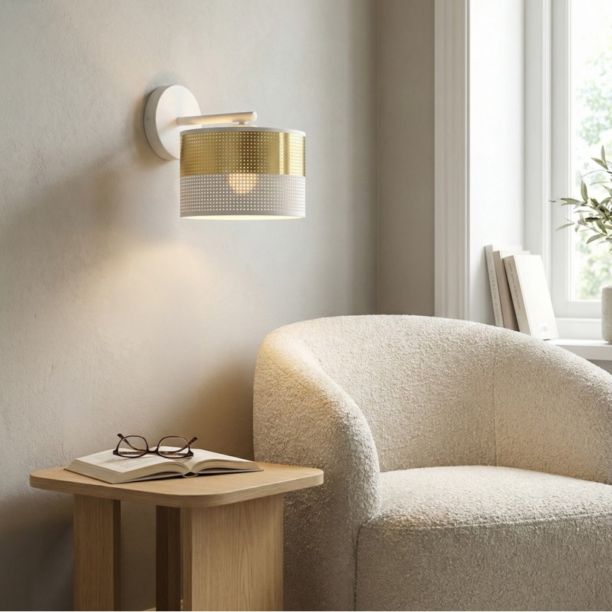 Applique murale LUX 1xE27/15W/230V blanche/dorée