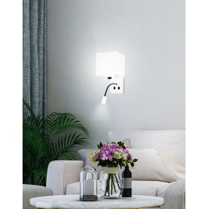 Applique murale MAGNUM 1xE27/40W/230V + LED/3W blanche