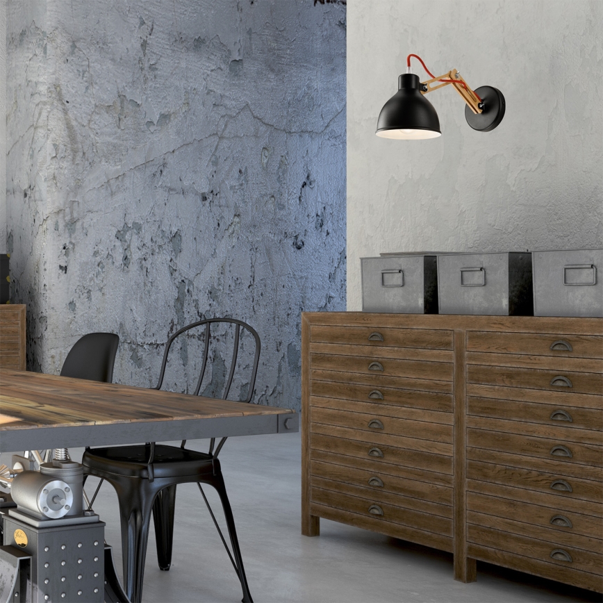 Applique murale MARCELLO 1xE27/60W/230V hêtre