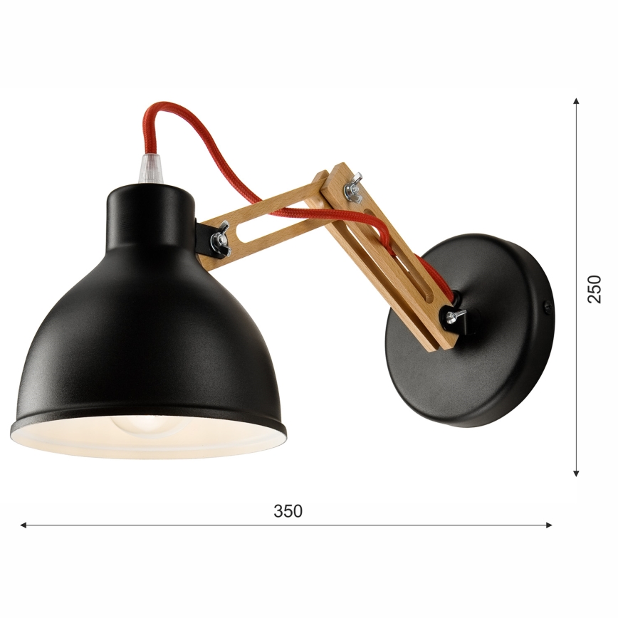 Applique murale MARCELLO 1xE27/60W/230V hêtre