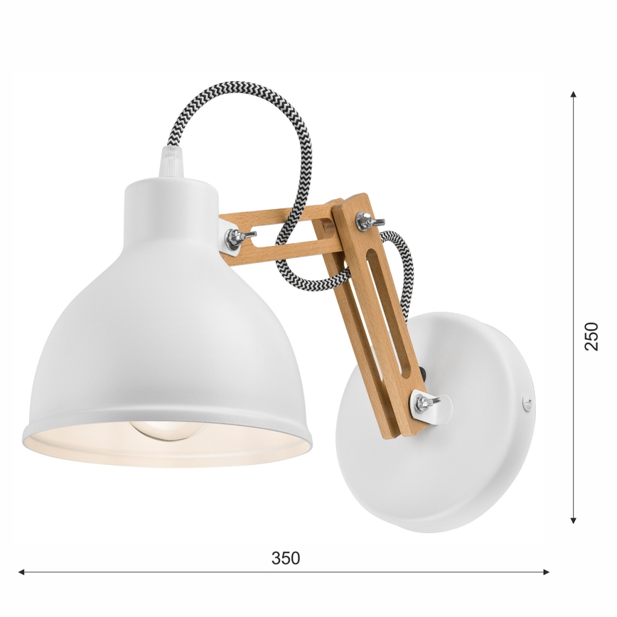 Applique murale MARCELLO 1xE27/60W/230V hêtre