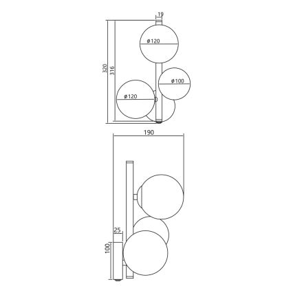 Applique murale MILA 3xG9/9W/230V noir/gris