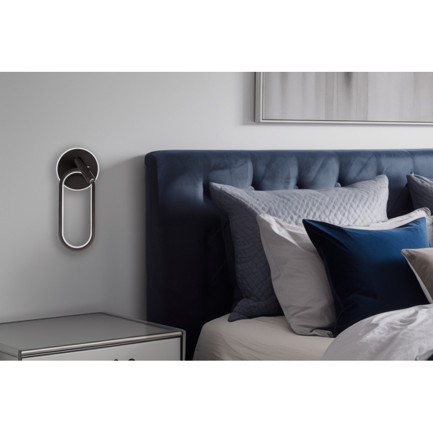 Applique murale MONET LED/13W/230V + LED/2W 3000/4000/6000K noir