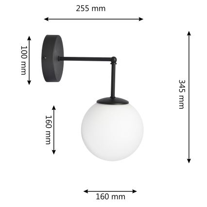 Applique murale MOON 1xE27/15W/230V noir
