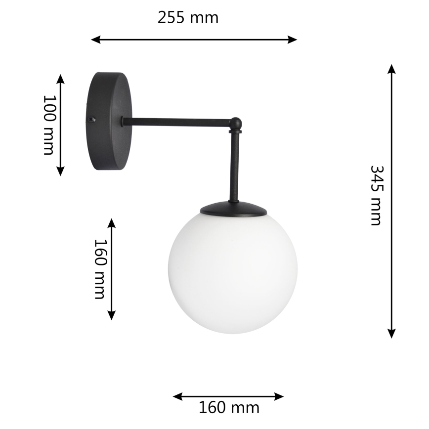 Applique murale MOON 1xE27/15W/230V noir