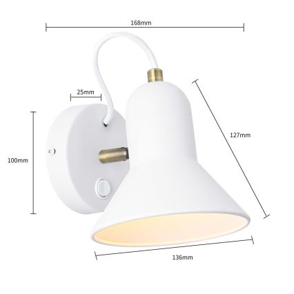 Applique murale orientable ASTAMA 1xE27/40W/230V blanche/laiton