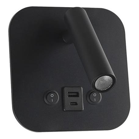 Applique murale orientable LED avec port USB LED/8W/230V 3000K noire