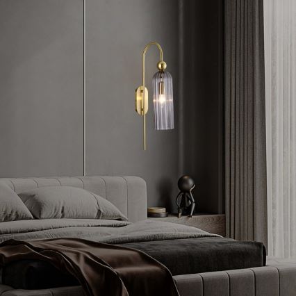 Applique murale PIEGA 1xE14/40W/230V laiton/noir fumé