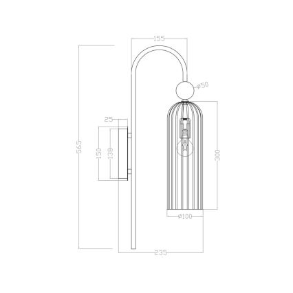 Applique murale PIEGA 1xE14/40W/230V laiton/noir fumé