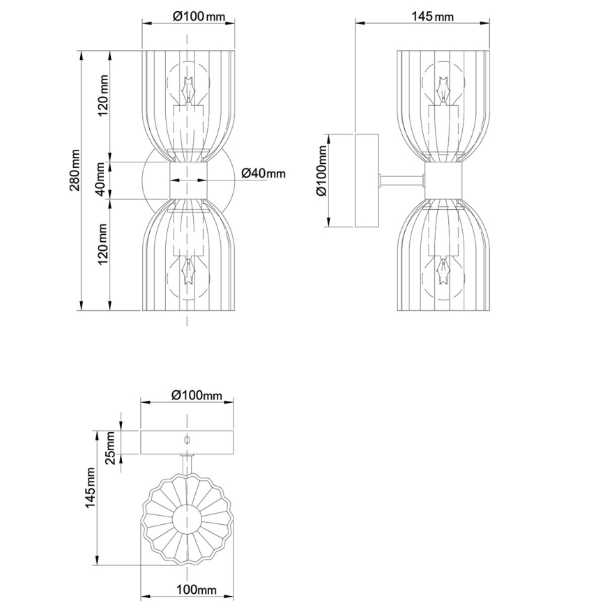 Applique murale PIEGA 2x E14/10W/230V laiton/beige fumé