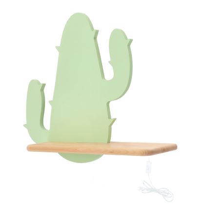 Applique murale pour enfant avec étagère CACTUS LED/4W/230V vert/bois - certifié FSC