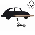 Applique murale pour enfant avec étagère CAR LED/5W/230V noir/bois - certifié FSC