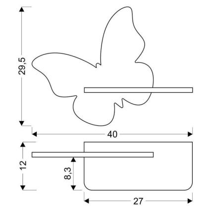 Applique murale pour enfant avec une étagère BUTTERFLY LED/5W/230V vert/bois - certifié FSC