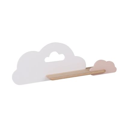 Applique murale pour enfants avec étagère CLOUD LED/5W/230V Blanc/Rose - certifié FSC