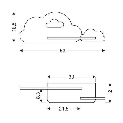 Applique murale pour enfants avec étagère CLOUD LED/5W/230V Blanc/Rose - certifié FSC