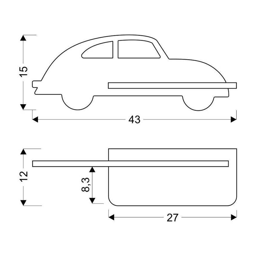 Applique murale pour enfants avec une étagère CAR LED/5W/230V gris/bois - certifié FSC