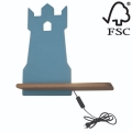 Applique murale pour enfants avec une étagère TOWER LED/4W/230V bleu/bois - certifié FSC