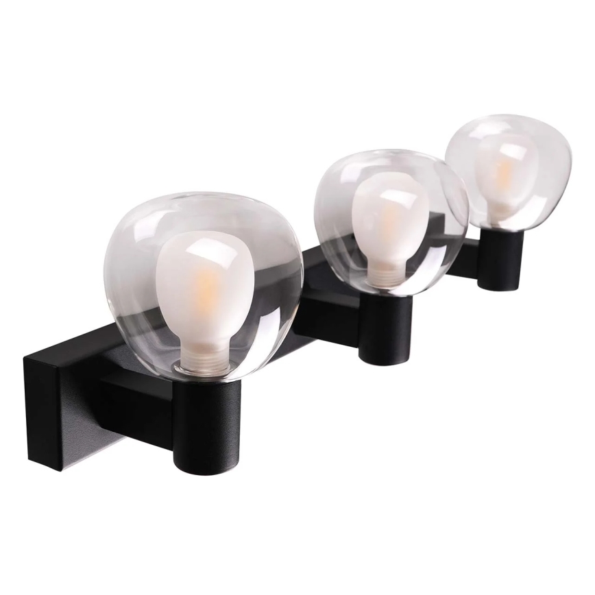 Applique murale pour salle de bains POLA 3xG9/5W/230V IP44, noire/verre transparent