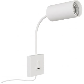 Applique murale PUNTO avec port USB 1xGU10/9W/230V blanche