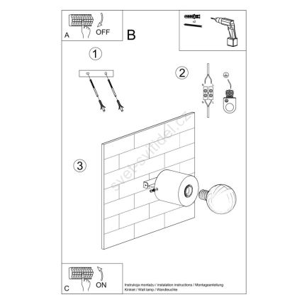 Applique murale SALGADO 1xE27/60W/230V béton