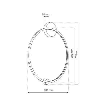 Applique murale salle de bain SATURNO LED/25W/230V d. 50 cm IP44 anthracite