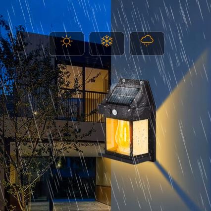 Applique murale solaire à LED avec capteur LED/3,7V 600 mAh IP44 noire