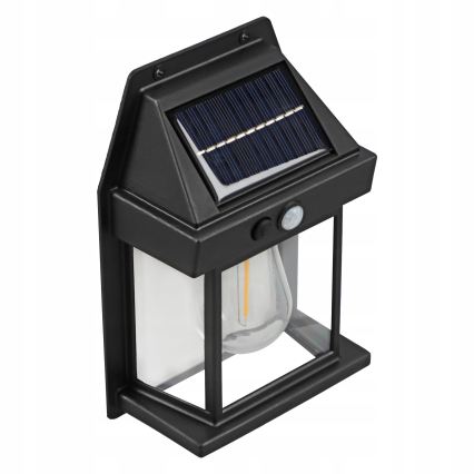 Applique murale solaire à LED avec capteur LED/3,7V 600 mAh IP44 noire