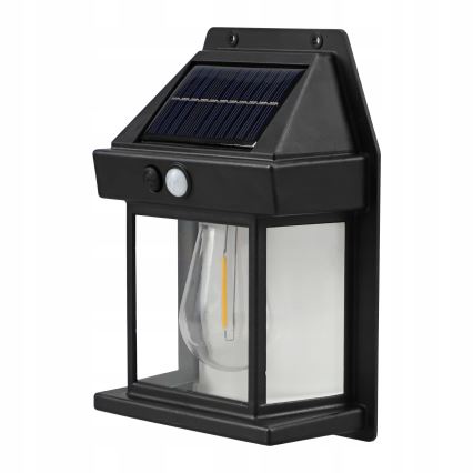 Applique murale solaire à LED avec capteur LED/3,7V 600 mAh IP44 noire