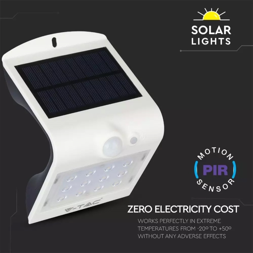 Applique murale solaire avec détecteur LED/1.5W/3,7V IP65 1200 mAh