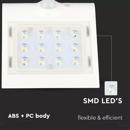 Applique murale solaire avec détecteur LED/1.5W/3,7V IP65 1200 mAh