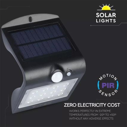 Applique murale solaire avec détecteur LED/1.5W/3,7V IP65 1200 mAh