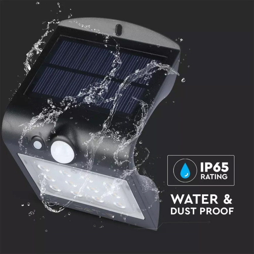 Applique murale solaire avec détecteur LED/1.5W/3,7V IP65 1200 mAh