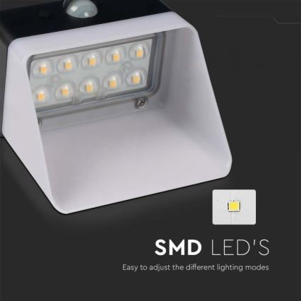 Applique murale solaire avec détecteur LED/2W/3,7V 4000K IP65 1200 mAh