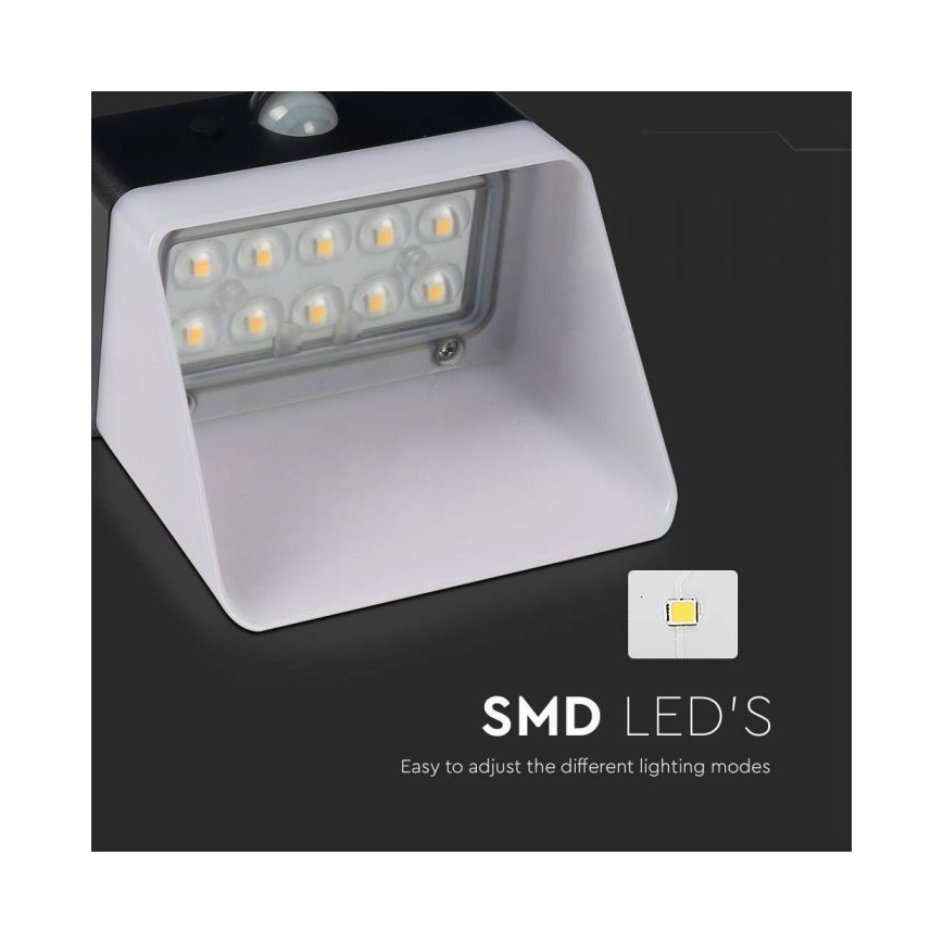 Applique murale solaire avec détecteur LED/2W/3,7V 4000K IP65 1200 mAh