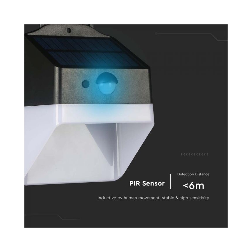 Applique murale solaire avec détecteur LED/2W/3,7V 4000K IP65 1200 mAh