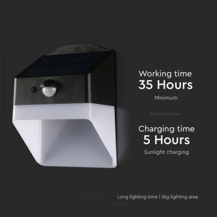 Applique murale solaire avec détecteur LED/2W/3,7V 4000K IP65 1200 mAh