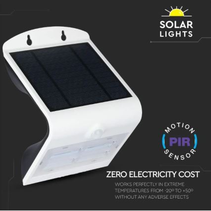 Applique murale solaire avec détecteur LED/3W/3,7V 3000/4000K IP65 2000 mAh blanc