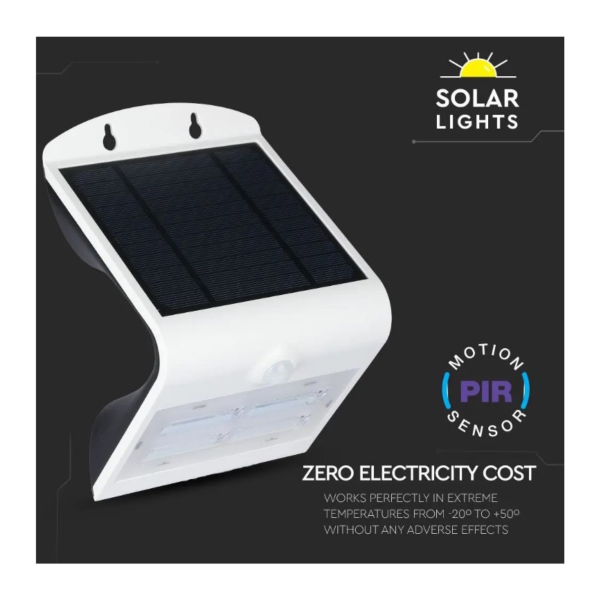 Applique murale solaire avec détecteur LED/3W/3,7V 3000/4000K IP65 2000 mAh blanc