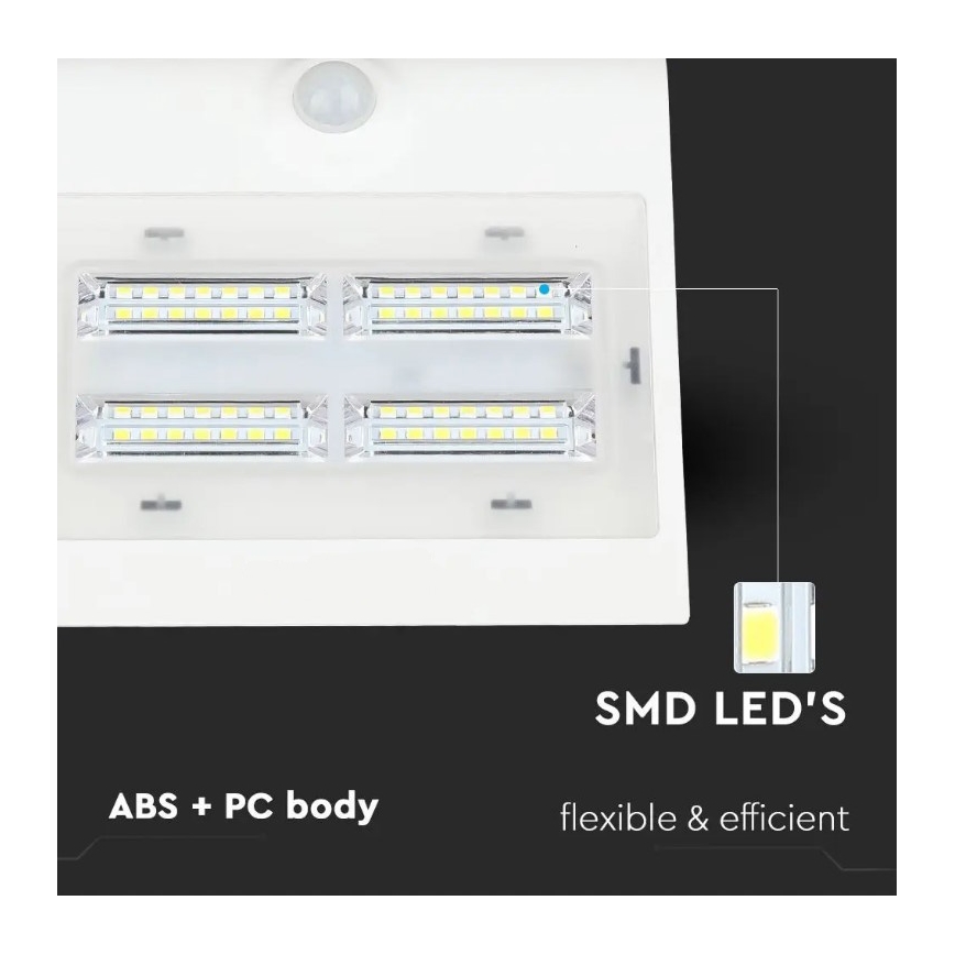 Applique murale solaire avec détecteur LED/3W/3,7V 3000/4000K IP65 2000 mAh blanc